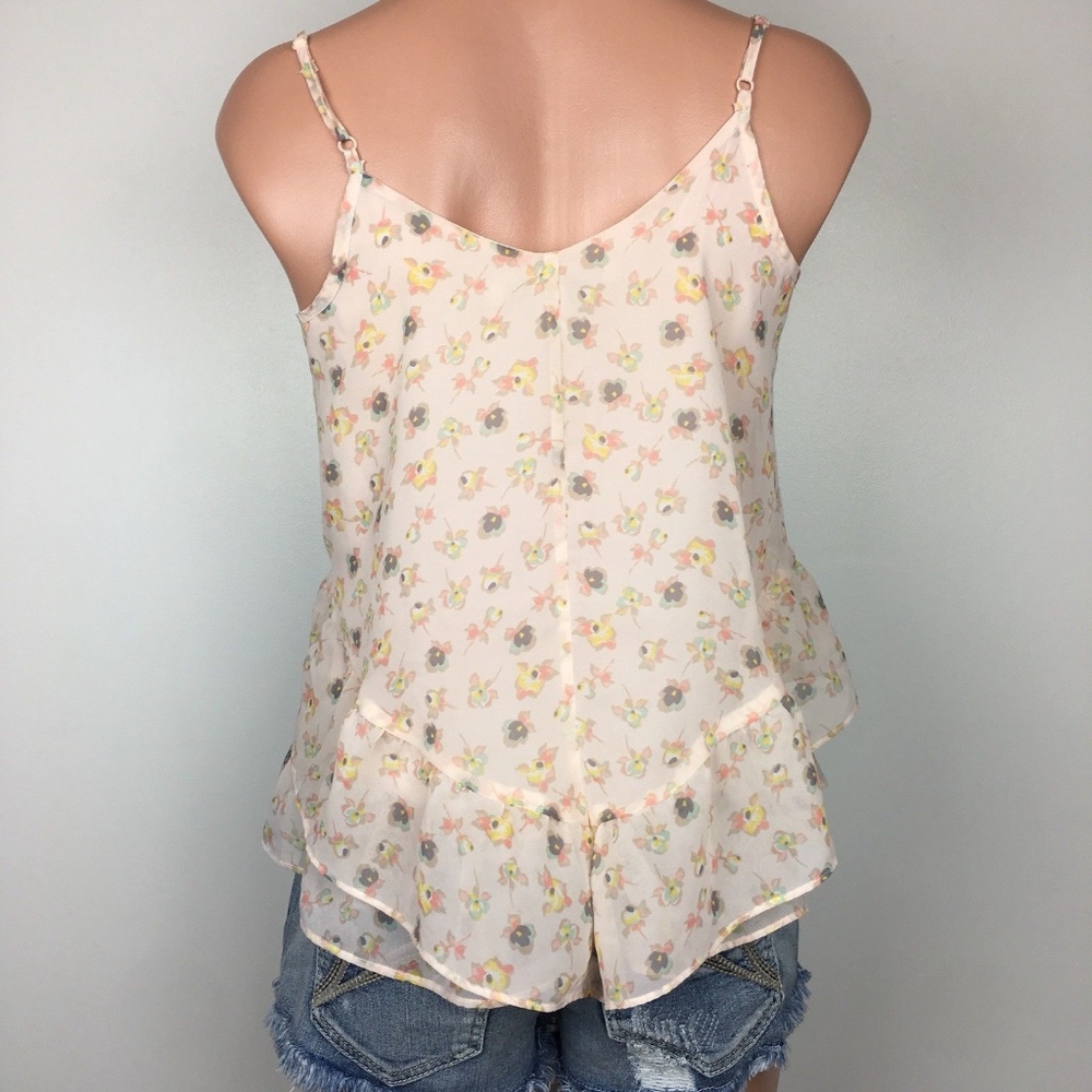🛍 Lauren Conrad Floral Tank, Pink Print, Size XS - Picture 4 of 7